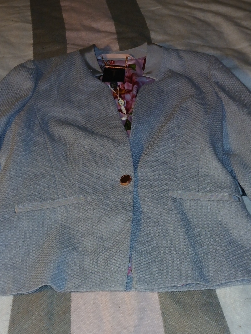 Ted Baker London Light Blue Textured Single-Button Blazer